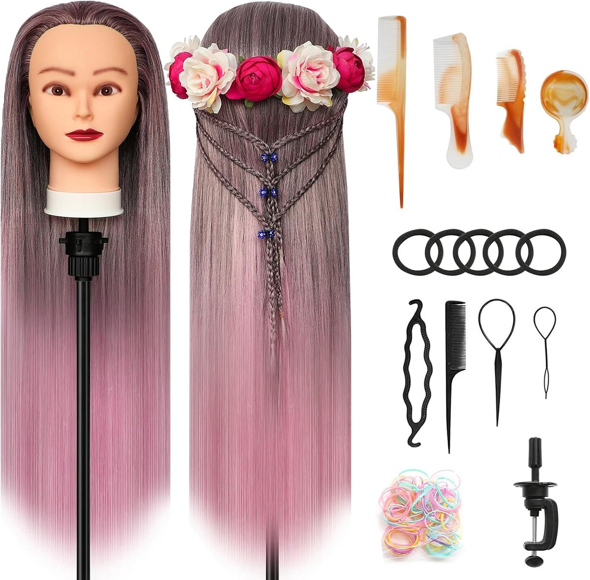 28 inch kaphoofd voor kapsels, 100 synthetische vezelhaar