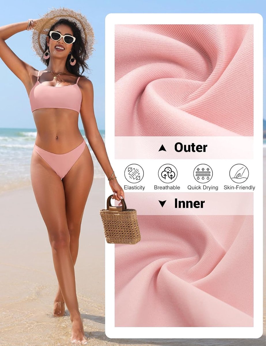 2-delige damesbikini, boothals
