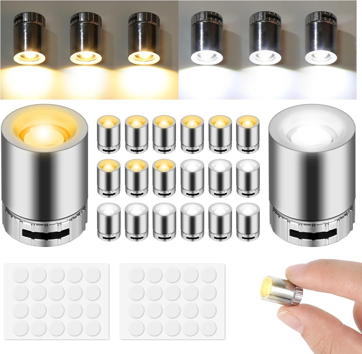 20 stuks mini-ledlampen, kleine ledlampen, inclusief batterij, warmwit en wit, kleine leds voor poppenhuis, micro-leds, lamp voor mini-poppenhuis, verlichting, miniatuuraccessoires, Kerstmis