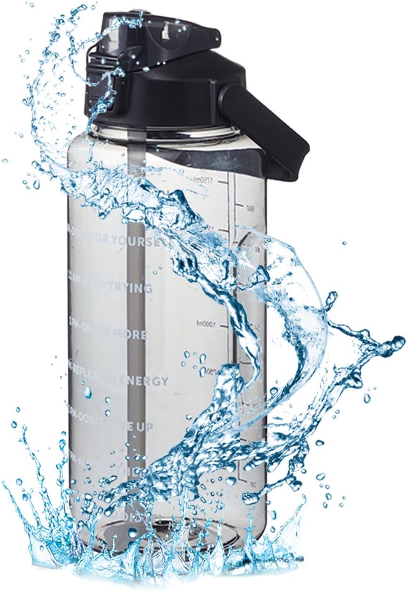 Sportdrinkfles, 2 liter, plastic fles voor outdoorsport, BPA-vrij
