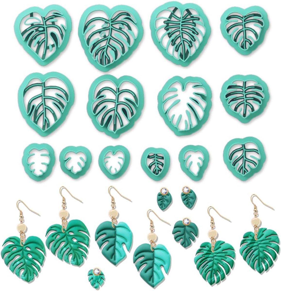 14 Stuks Monstera Bladvormige Klei Snijders, Bladvormige Polymeerklei
