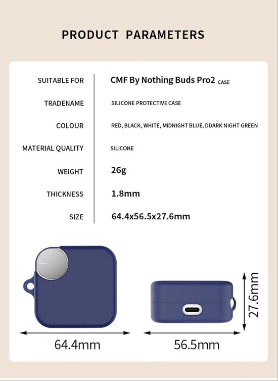 Cilicone hoes compatibel met CMF BY Nothing buds Pro 2, ultradunne zachte hoes, slim fit, anti-val, niet gemakkelijk te vuil - rood — afbeelding 4