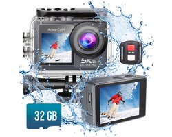 Senzo Action Camera 5K - 50MP - 60FPS - WiFi - Onderwatercamera - 30M - Beeldstabilisatie - Incl. 32GB SD - Geschikt Voor Go Pro Accessoires