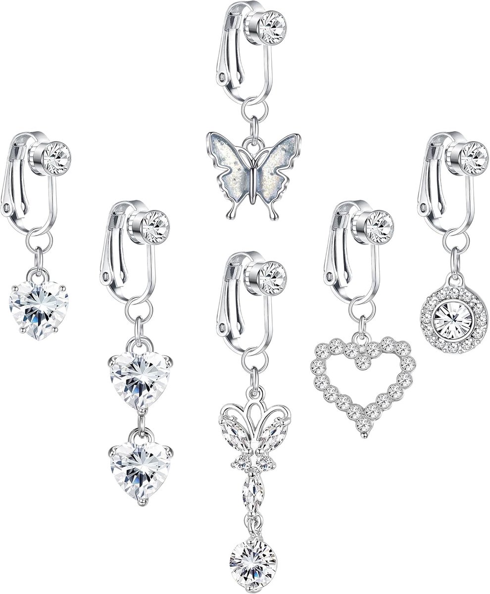 Ringen, clip-on navelpiercing voor vrouwen, chirurgisch staal