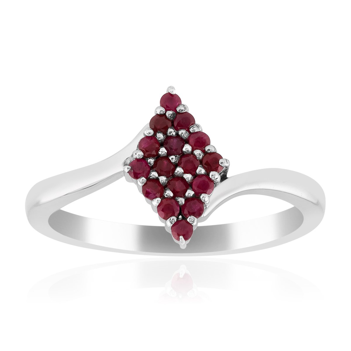 Cavill - Robijn Ring 0,252 ct - 925 Sterling Zilver - Platina Verguld - Elegant Rond Slijpsel - Tijdloze Damesring