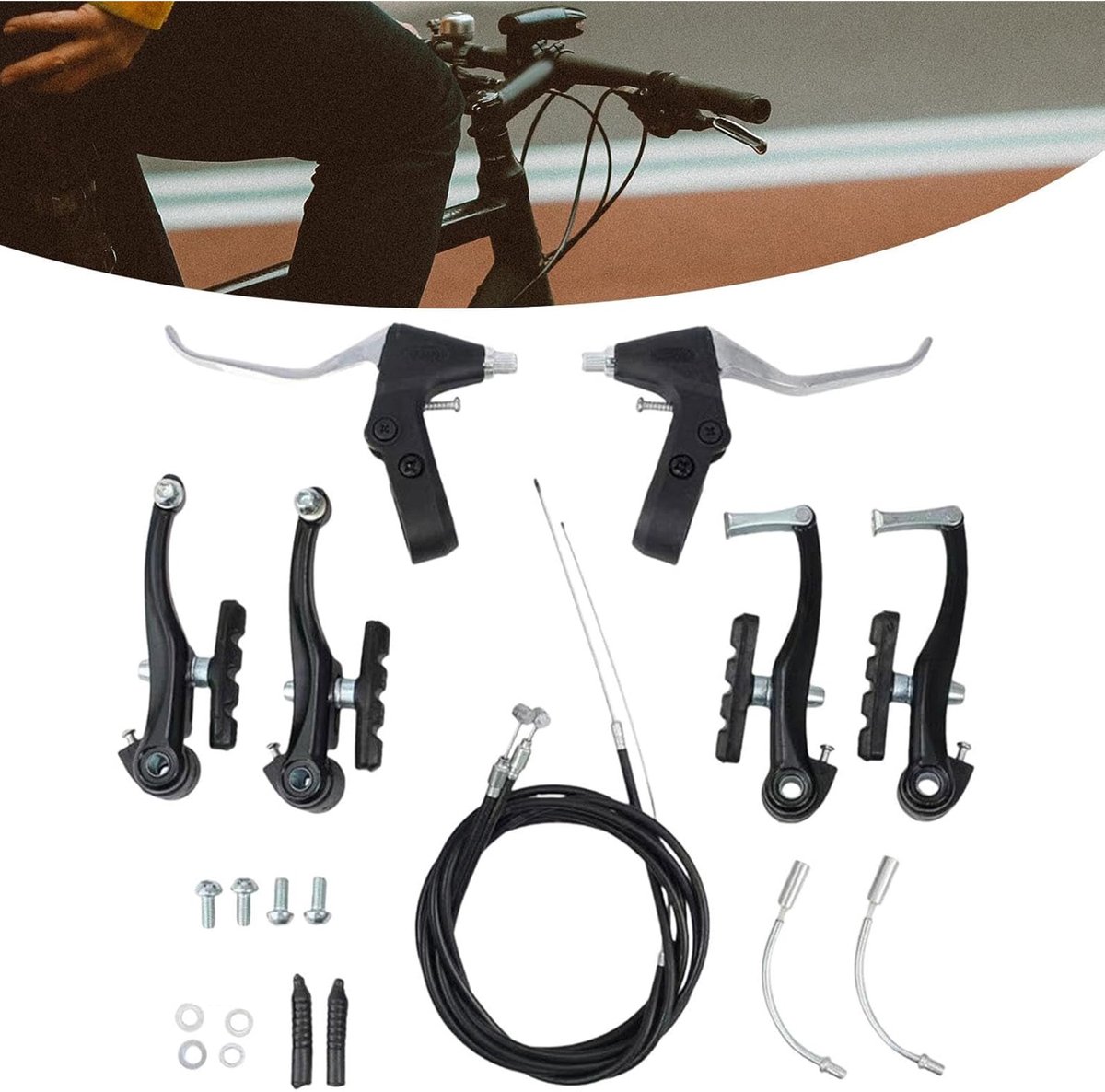 Mountainbike/Roadbike Remhendels V-Remset - Fiets V-Remset - Binnen- En Buitenkabels En Hendelset - Aluminium Remset