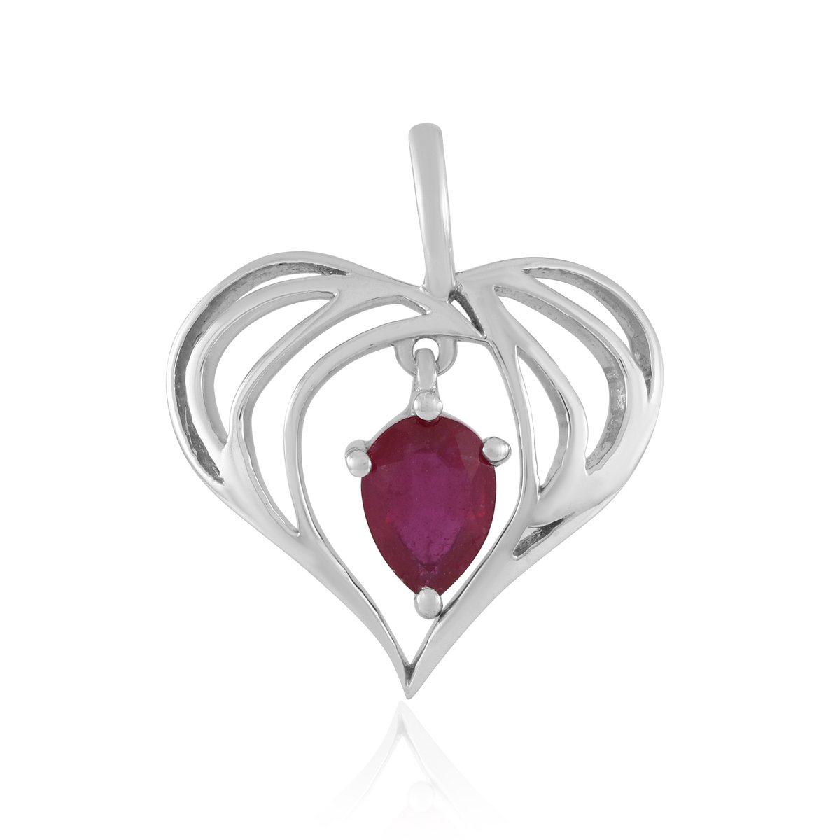 Cavill - Zilveren Hanger met 0,918 ct Madagaskar Robijn - 925 Sterling Zilver Gerhodineerd - Druppelvormige Robijn - Elegante Romantische Dameshanger