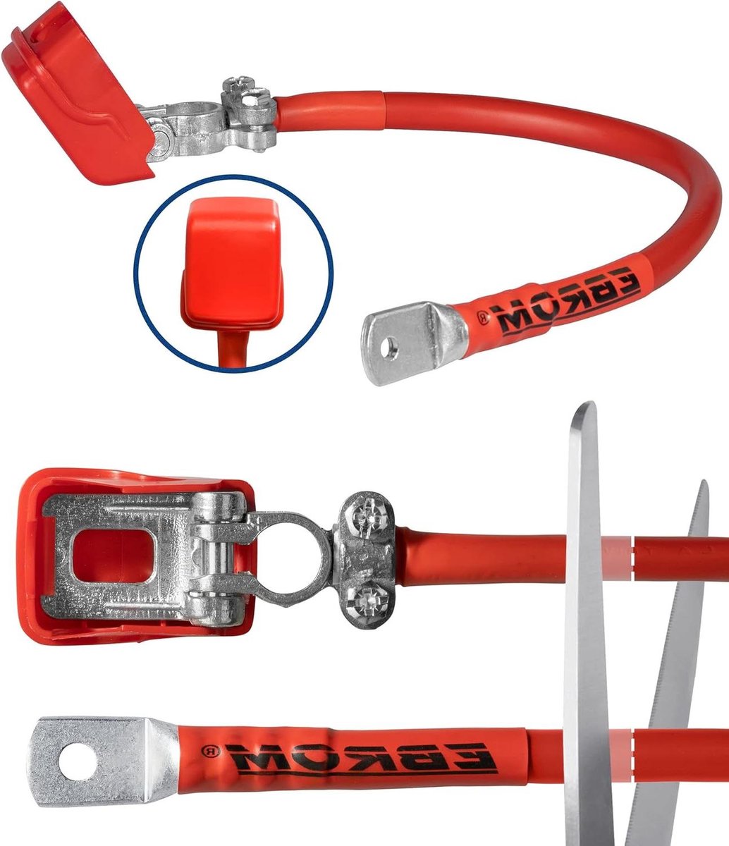Autobatterij Kabel - Pluskabel Accu - Voertuig Onderhoud - Snelsluiting Klem - 260 cm - Rood