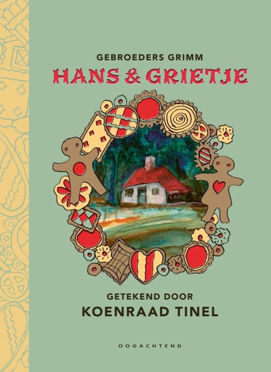 Boek "Hans & Grietje" met gingerbread poppen, koekjes en een huisje.