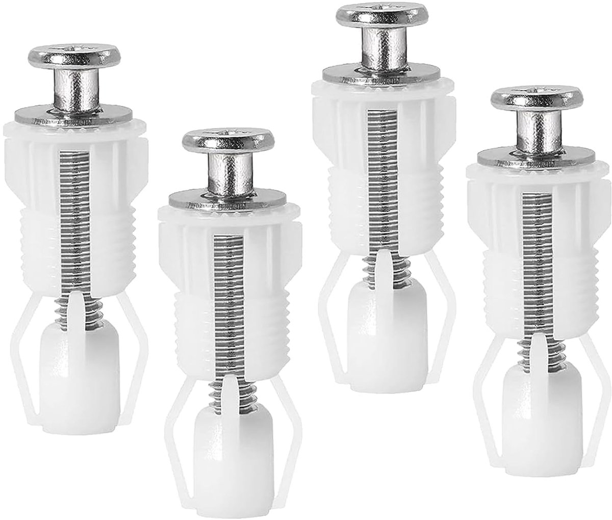 Wc-brilbevestigingen, 4 Stuks Bevestiging voor toiletbril, Reserveschroevenset Wc-bril, Kunststof Schroeven Geschikt voor Blinde Gaten in Watertanks, Wit