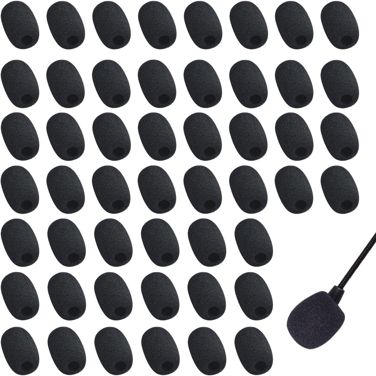 Microfoonschuimhoes 50 stuks - zwart popschild - mini-formaat - ruisfilter voor headsetmicrofoons - ShopVlot