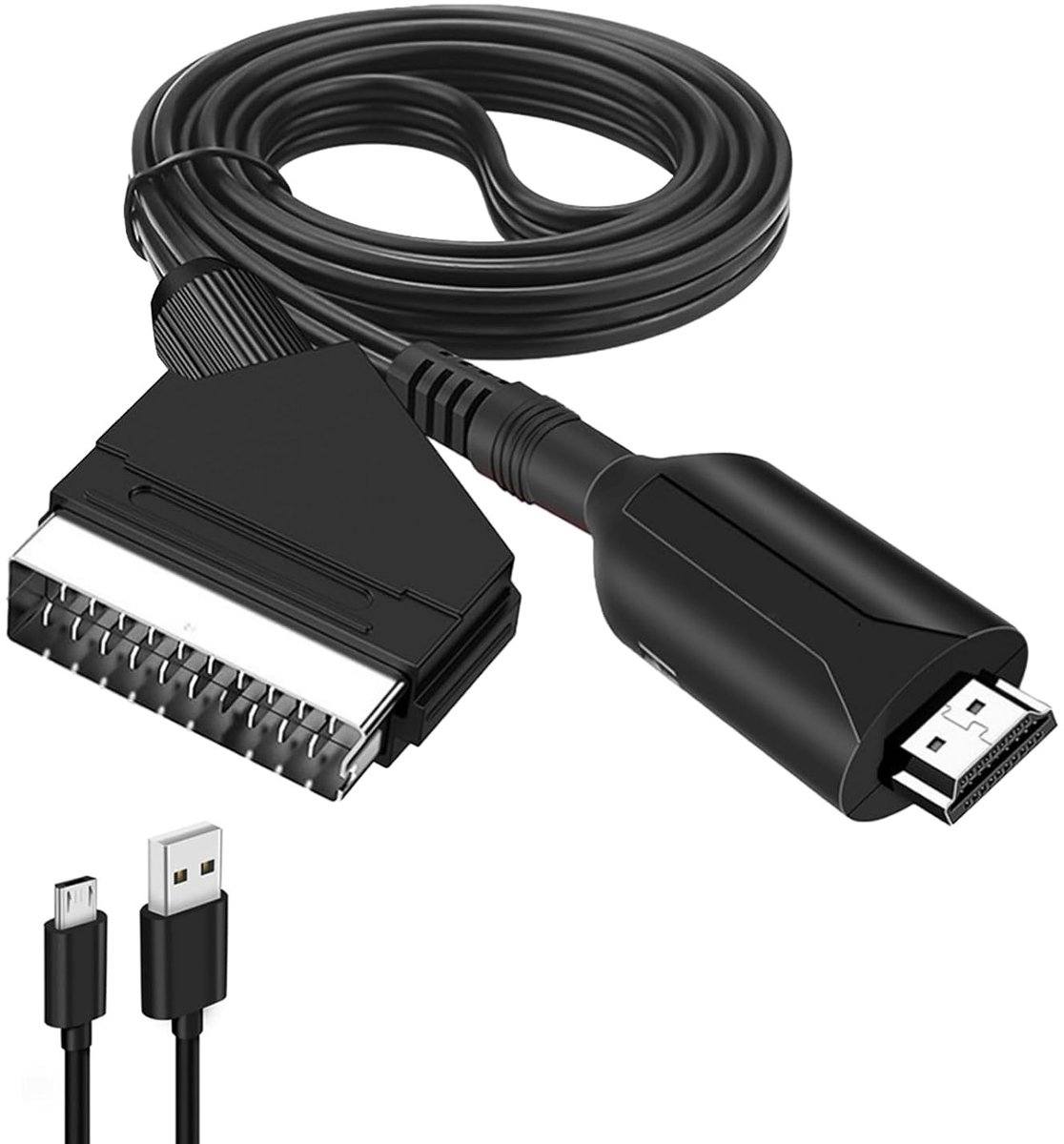 Scart naar HDMI Kabel, All-in-One Converter voor HDTV, Compatibel met STB, VHS, PS3 en DVD Spelers