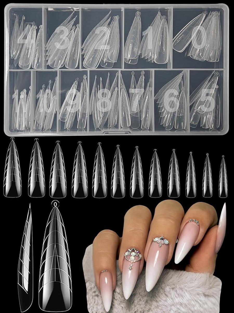 XIAOHEBAN 120 Stuks Dual Nail Forms Almond, 12 Maten Dubbele Nagelvormen Polygel, Nagelverlengingstips Nail Extension - ShopVlot