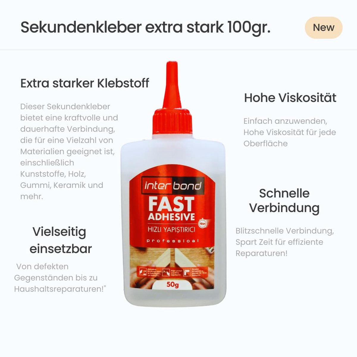 SnelShoppen - Super Hechting Extra Sterk 50 g - Textiel Lijm, Montage Lijm, Stoffen Lijm en Keramiek Lijm - Allround Lijm voor Professionele Herstelli