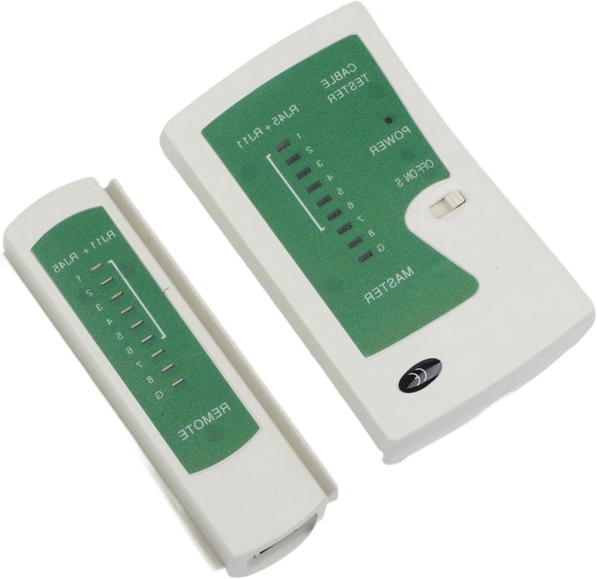 Netwerk Kabel Tester - LAN Draad Tester - Netwerk Fouten Opsporen - 8 LED Indicatoren - Compact Formaat - Wit Groen