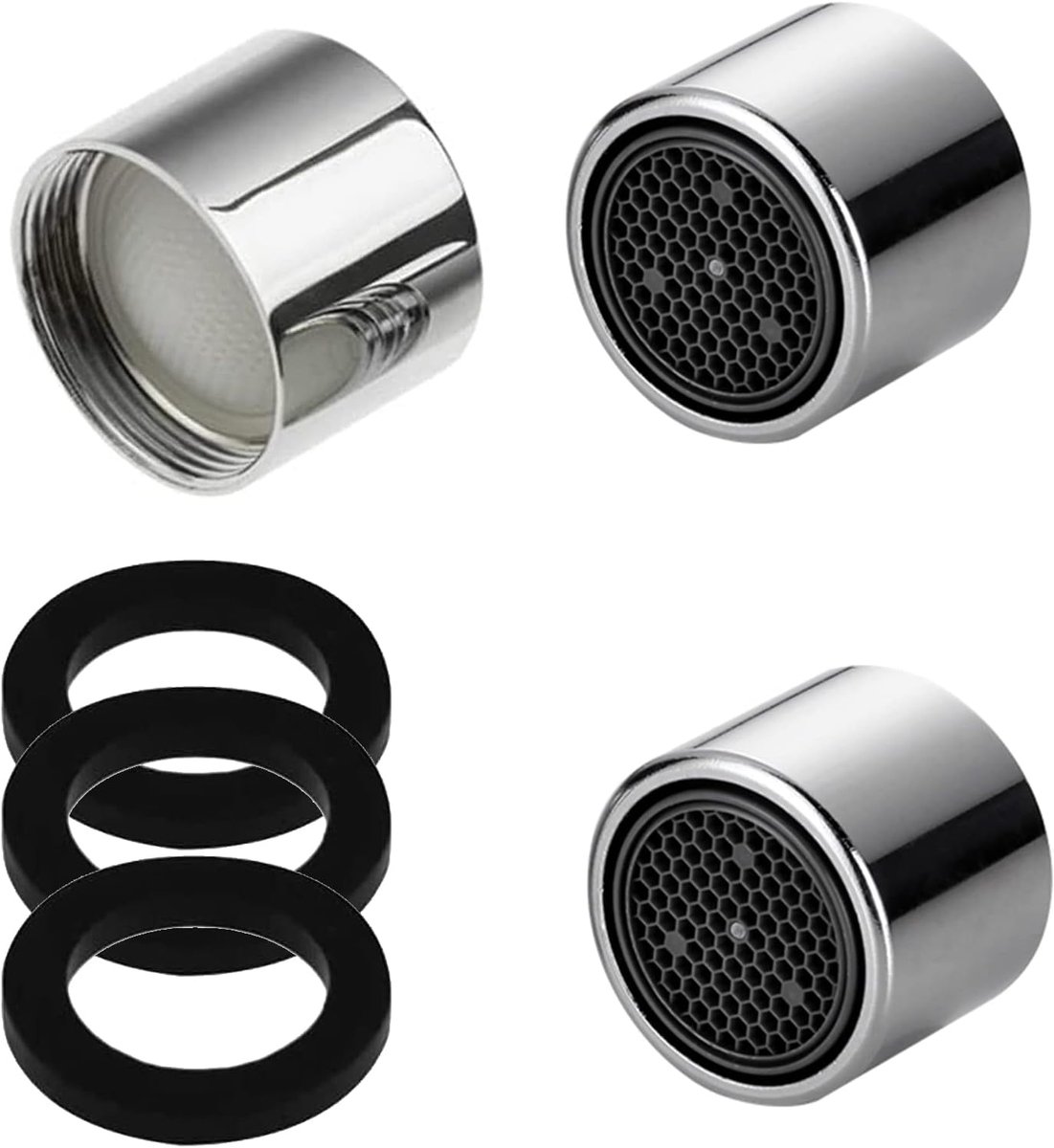 SnelShoppen - M22 Kraanmachine, 3 Stuks Tap Aerators Waterbesparing met RVS Filter voor Kraan, Wastafel, Badkamer en Keuken, Inclusief 3 Dichtingen