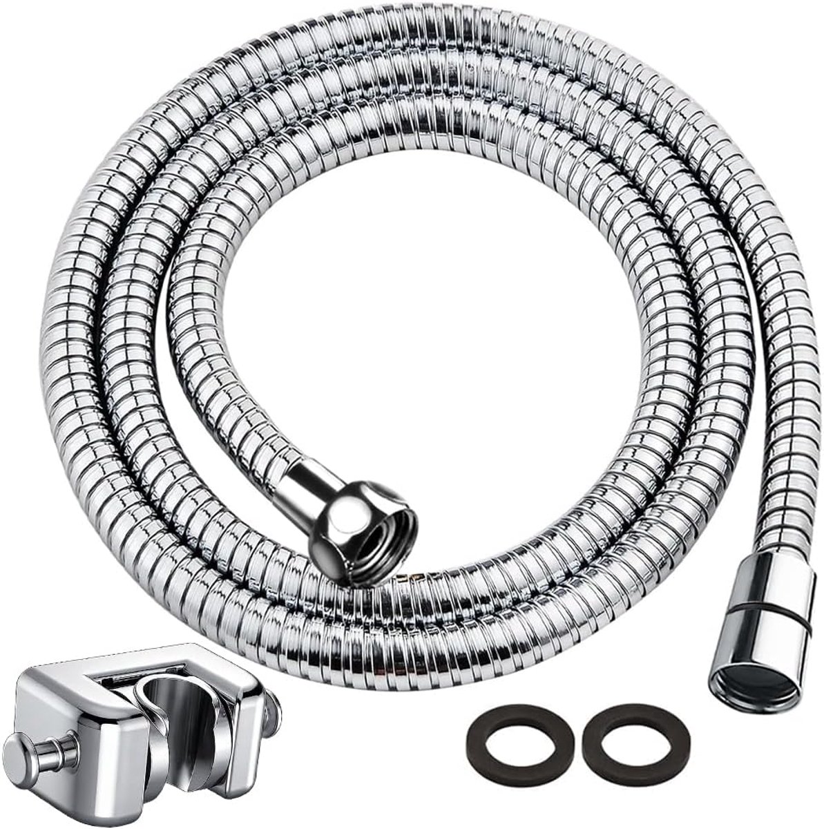 SnelShoppen - Douche Slang en Douche Hoofd Houder zonder Boren, 1.5 m Premium RVS Douche Slang, Flexibele Douche Slang met Dichtingen voor Handdouche,