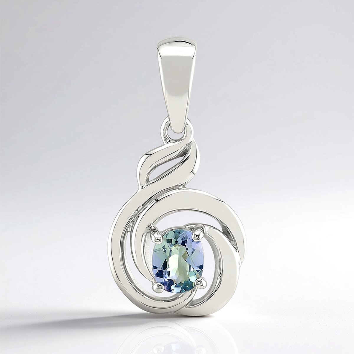 Cavill - Zilveren hanger 925 sterling - 0,27 ct Ovale onverhitte blauwgroene Tanzaniet - Gerhodineerd zilver - Luxe en elegante dames sieraden