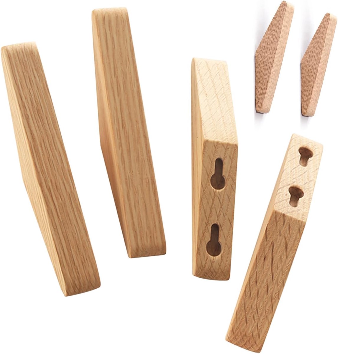SnelShoppen - 4 Stuks Driehoekige Haken, Houten Wandhaken, Kinderen Wanddecoratie, Opbergoplossingen voor Kinderkamers, 14.5 x 3 x 2 cm