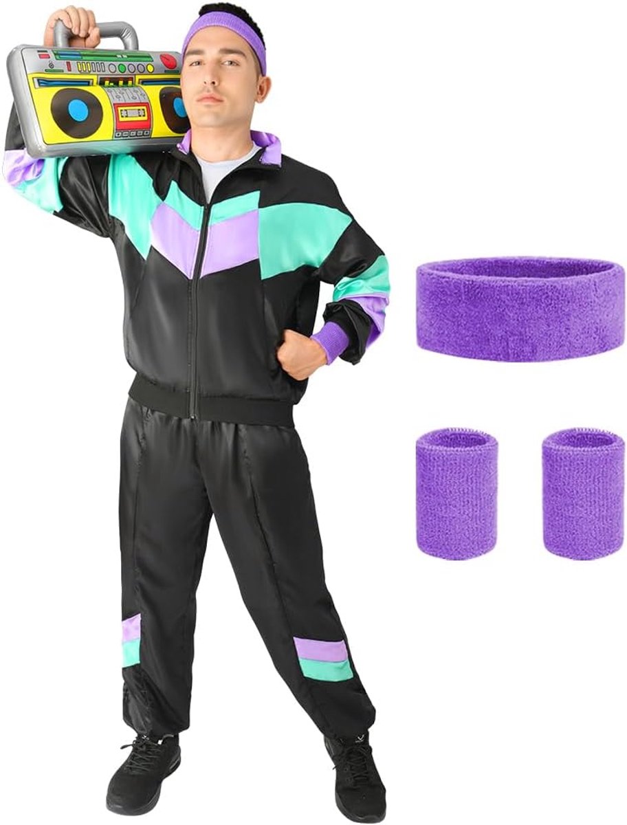 Kostuum jaren 80 heren dames kostuum jaren 80 trainingspak retro