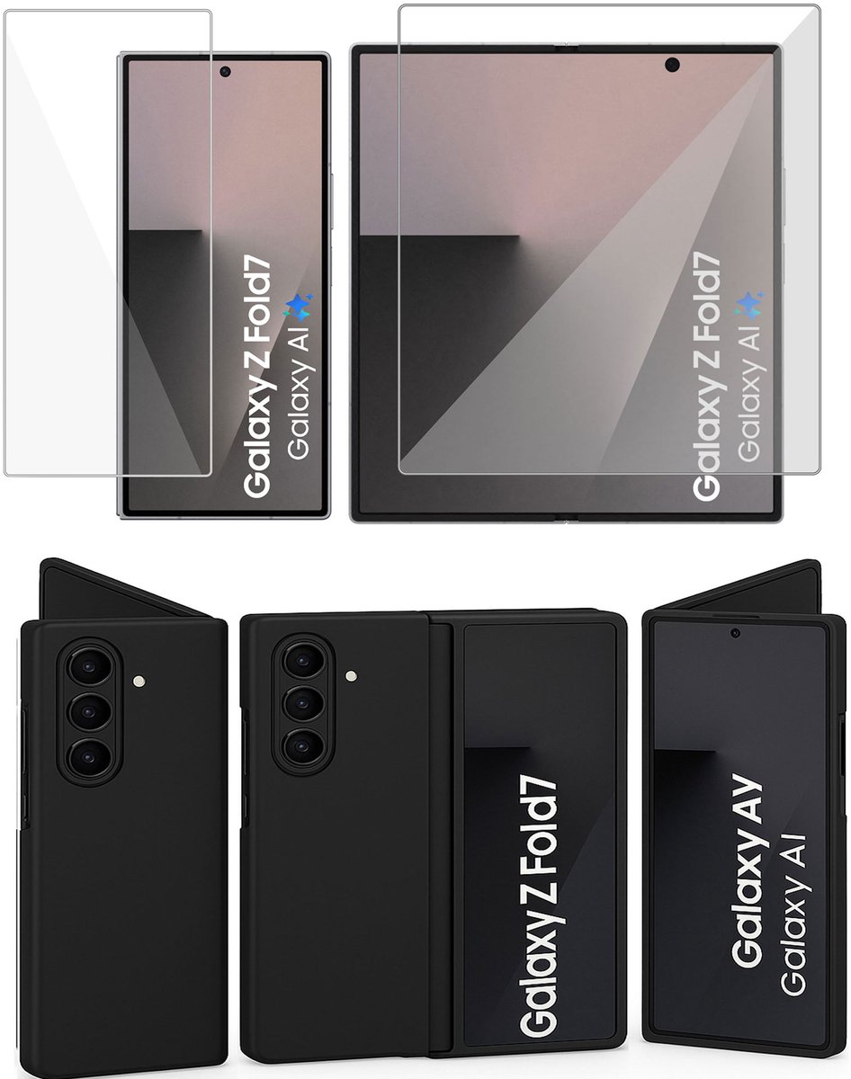 ChiGuard Hoesje & Screenprotector geschikt voor Samsung Galaxy Z Fold 8 Ultra / Fold 7 - Case - Zwart