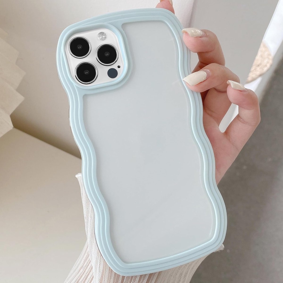 Hoes voor iPhone 11 Pro Max, golfvormige rand, siliconen, schokbestendige beschermhoes, anti-kras, transparante achterkant, TPU-bumperhoes voor meisjes, vrouwen, telefoonhoes voor iPhone 11 Pro