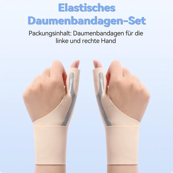 Bandages,2 stuks Elastische duimhandpalmspalk Compressiehuls voor dames & heren, voor lichte artritis Pijnverlichting Beschermer (Beige, Medium) - Verlicht lichte artritis in de vingers, ademend, verstelbaar — afbeelding 3