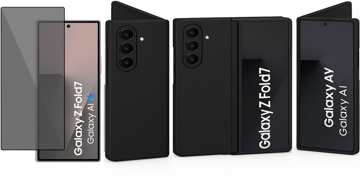 ChiGuard Hoesje & Privacy Screenprotector geschikt voor Samsung Galaxy Z Fold 8 Ultra / Fold 7 - Privé Gehard Glas Cover - Case - Zwart