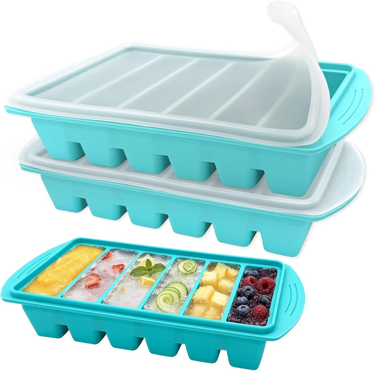 Bakjes met deksel, 6 vakken van 125 ml, stapelbare container zonder