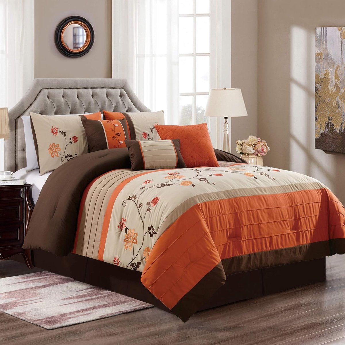 Collection Serene 7-delige herfst bloemen borduurwerk dekbedset