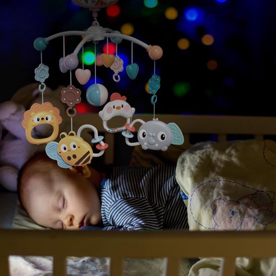 Babybedje, babybedje mobiel, babyslaaphulp muziekspeeltje met — afbeelding 5