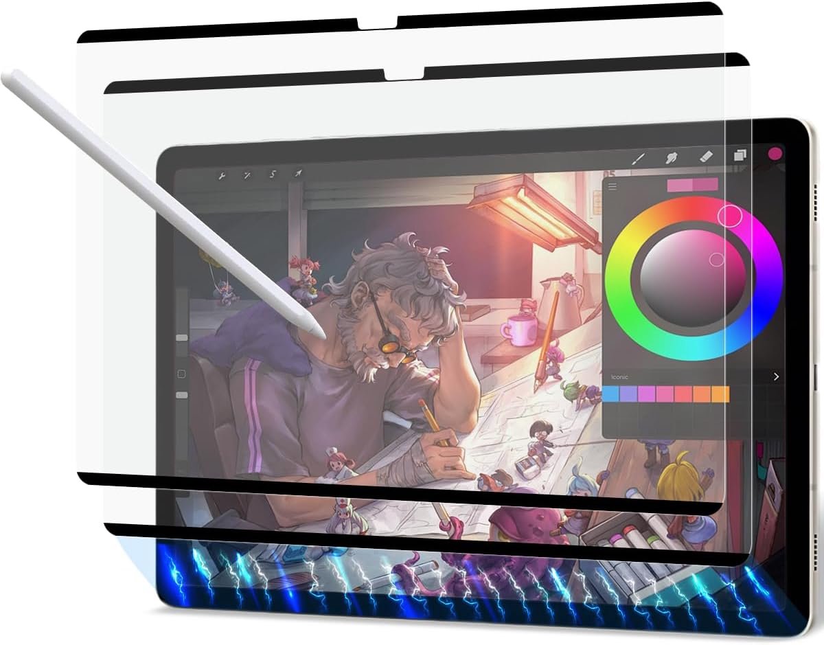 2 stuks displaybeschermfolie, magnetisch, voor Samsung Galaxy Tab S10 Plus/S9 Plus/S7 FE/S7 Plus/S8 Plus, 12,4 inch, matte displaybeschermfolie, schrijven en tekenen zoals op papier