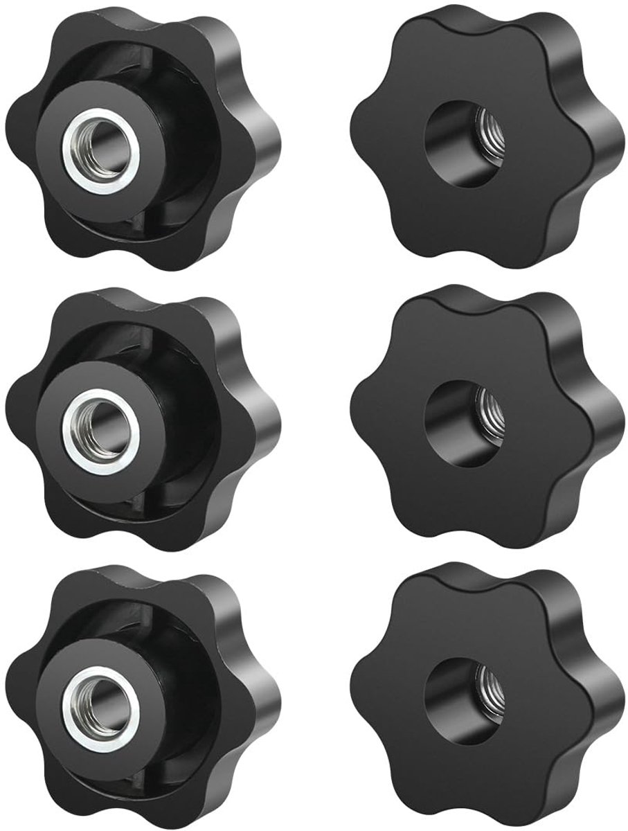 6 stuks stergreepmoer M10 50 mm buitendiameter vlinderwiel kartelschroeven gekartelde schroefdraad spanknop voor machines, gereedschapsmachines, fitnessapparaten, meubels