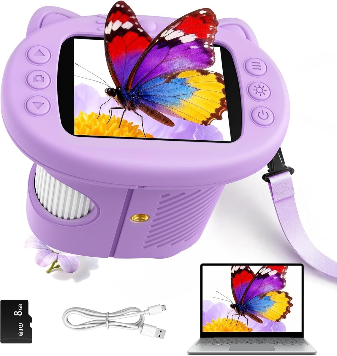 kindermicroscoop, 1000x digitale microscoop voor kinderen. Draagbare microscoop met 2,4 inch scherm, educatief wetenschappelijk speelgoed, ideaal cadeau voor kinderen van 3-10 jaar (Paars)