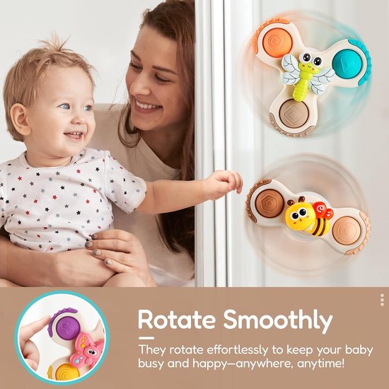 lerrbo 3Pcs Zuignap Spinner Speelgoed voor 1 Jaar Oud Jongen Meisje — afbeelding 4