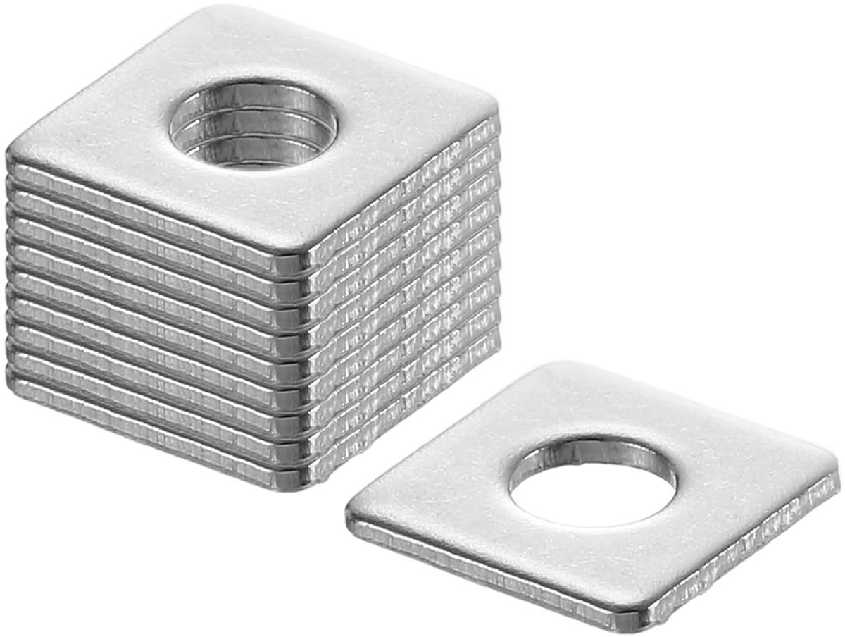 Vierkante onderlegschijven M4 x 10 x 10 x 1 mm, 304 roestvrij staal