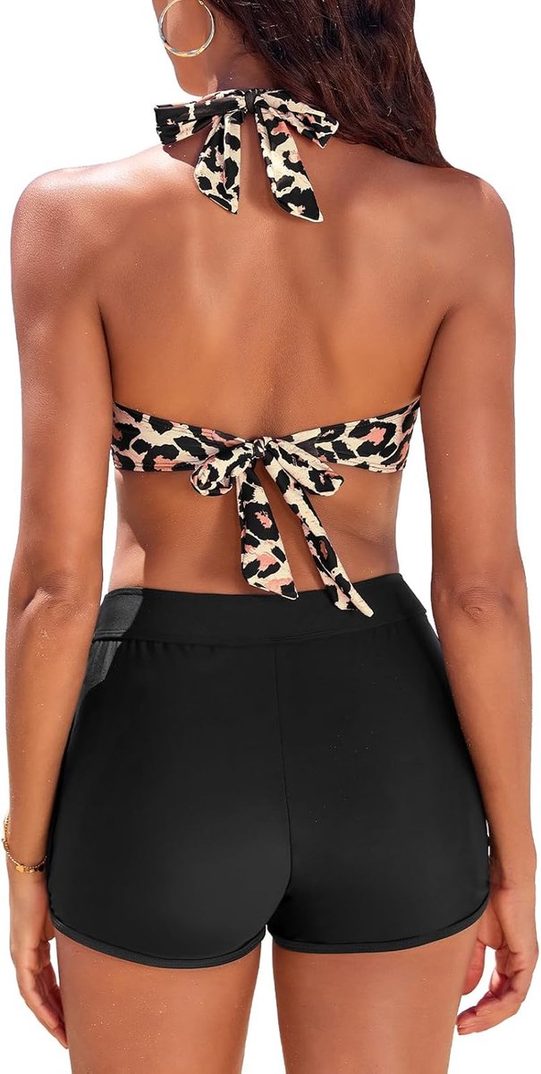 Sets voor dames met korte broek, tweedelig badpak, halterhals