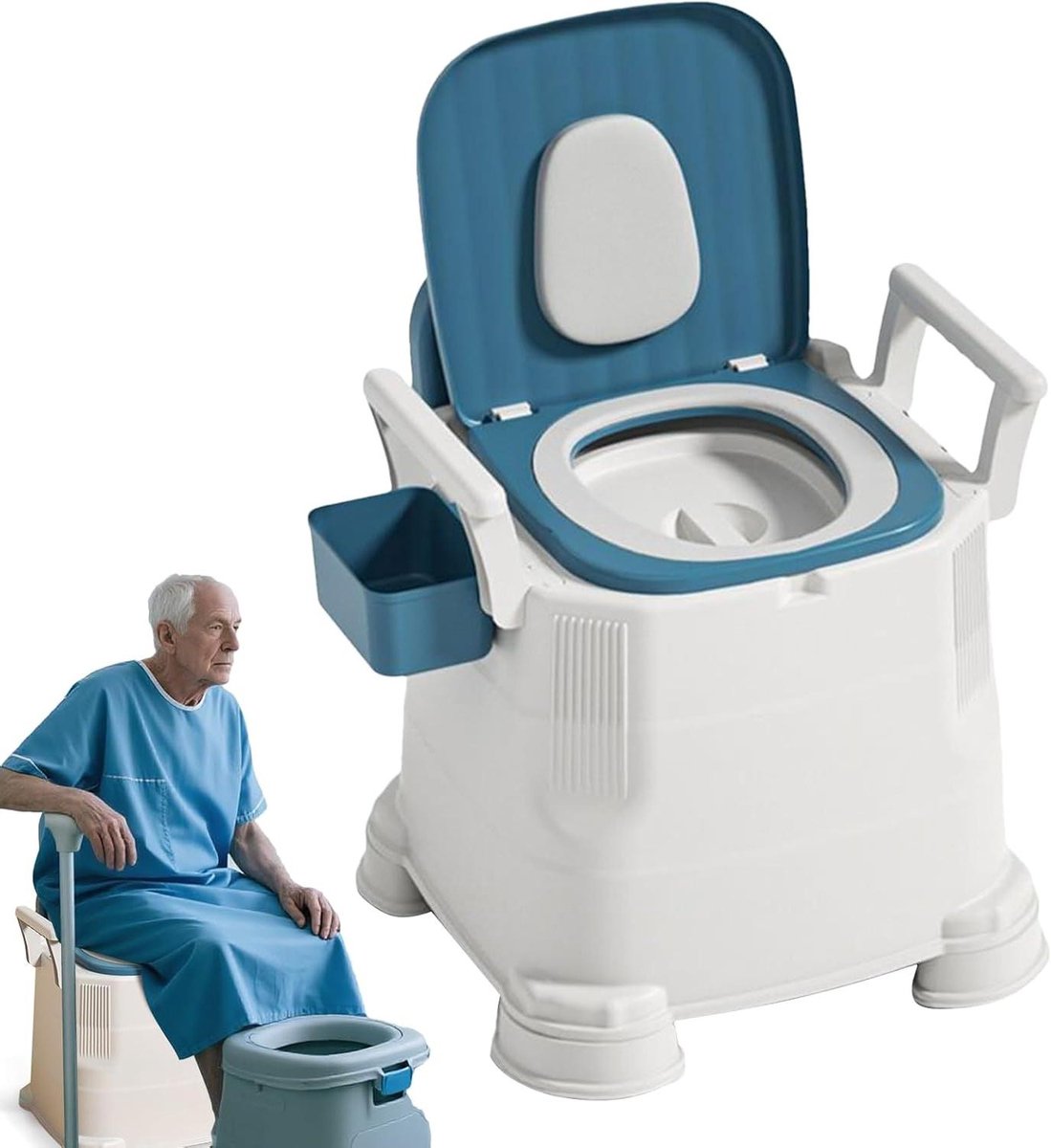 Draagbaar Toilet - Zindelijkheidspot Commode - Buiten Kamperen - Geur Afsluiting - 46x42x52 cm - Wit