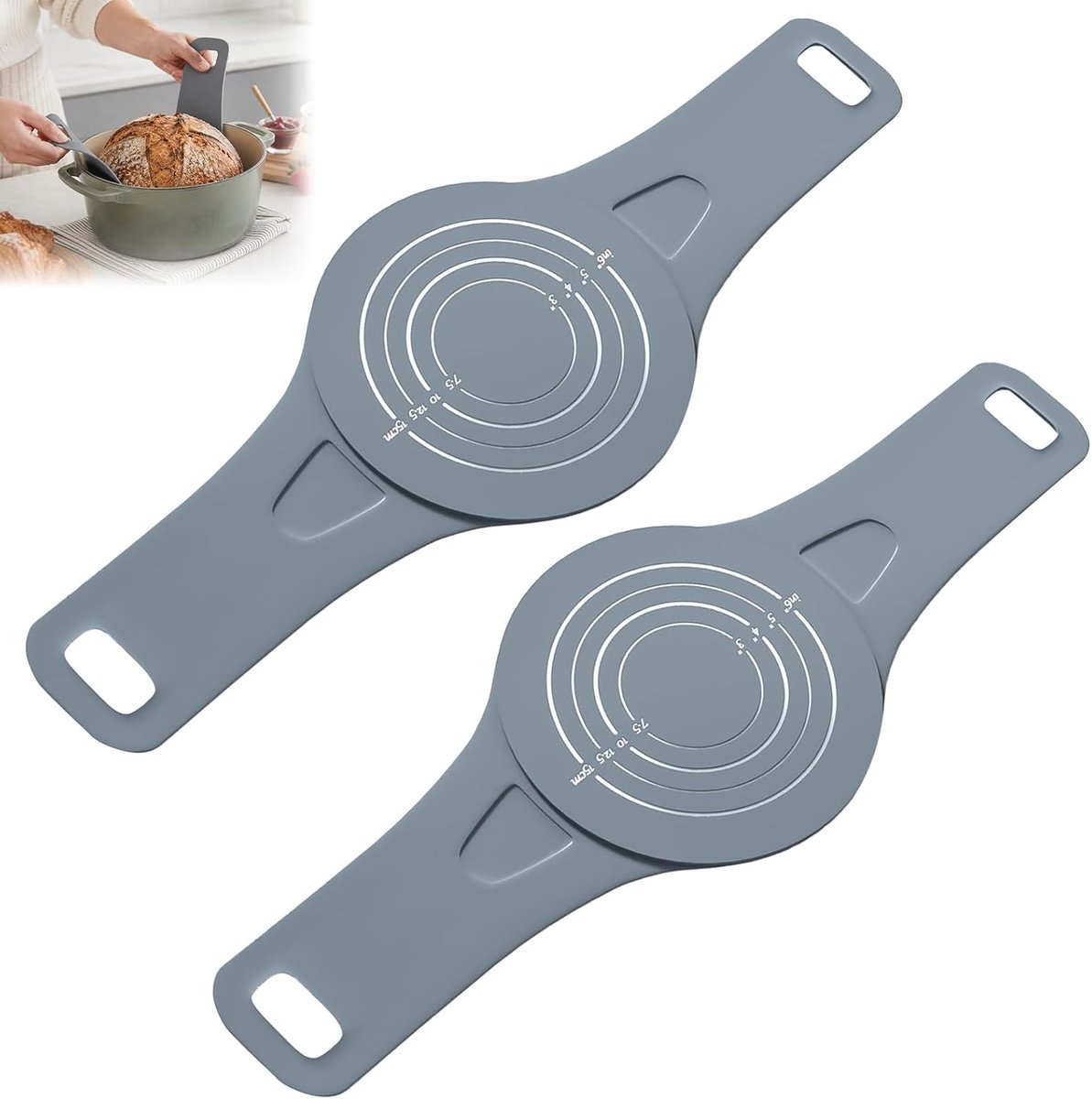 2 stuks siliconen broodlussen voor zuurdeeg, broodbakaccessoires, Dutch Oven inzetstuk van duurzame siliconen, herbruikbaar en met lange handgrepen, voor gietijzeren braadbakken, broodbakaccessoires