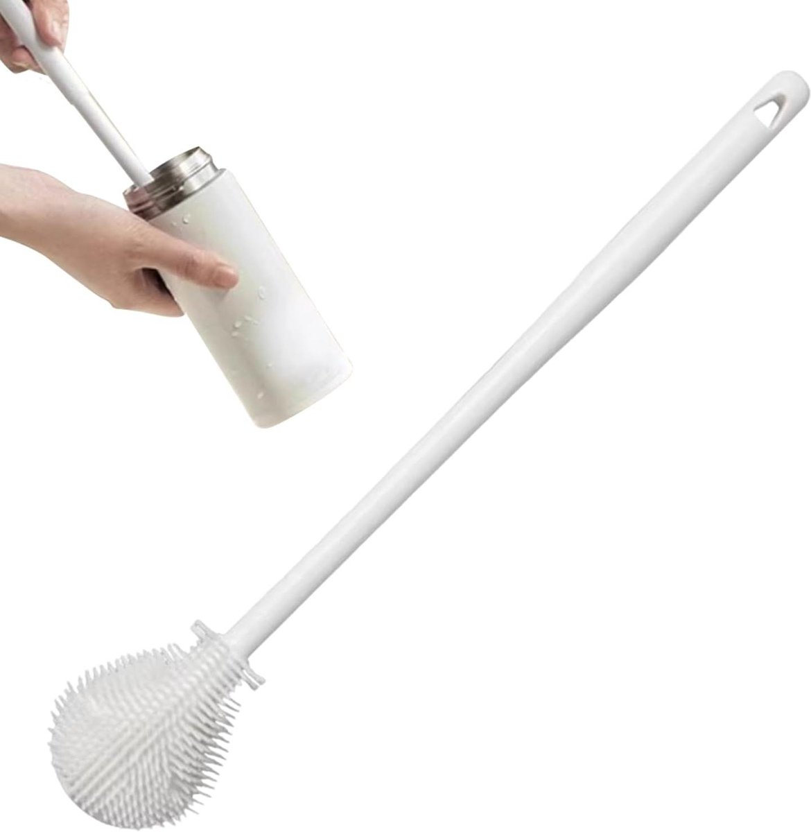 Flessenborstel - Reinigingsborstel Schuurborstel - Flessen Schoonmaken - 360 Graden Flexibel - 32.5 cm - Wit