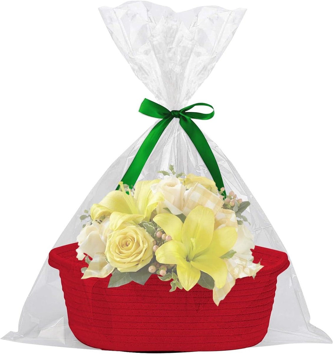 Mand van katoenen touw - Opbergmand organizer - Woonkamer organiseren - Handgemaakte constructie - 30 x 20 cm - Rood