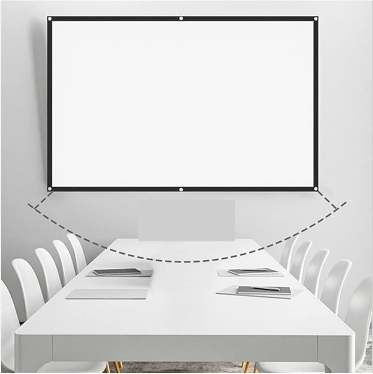 Projectiescherm - Beeldscherm Gordijn - Thuisbioscoop Creëren - 180 Graden Kijkhoek - 150 inch - Mat Wit