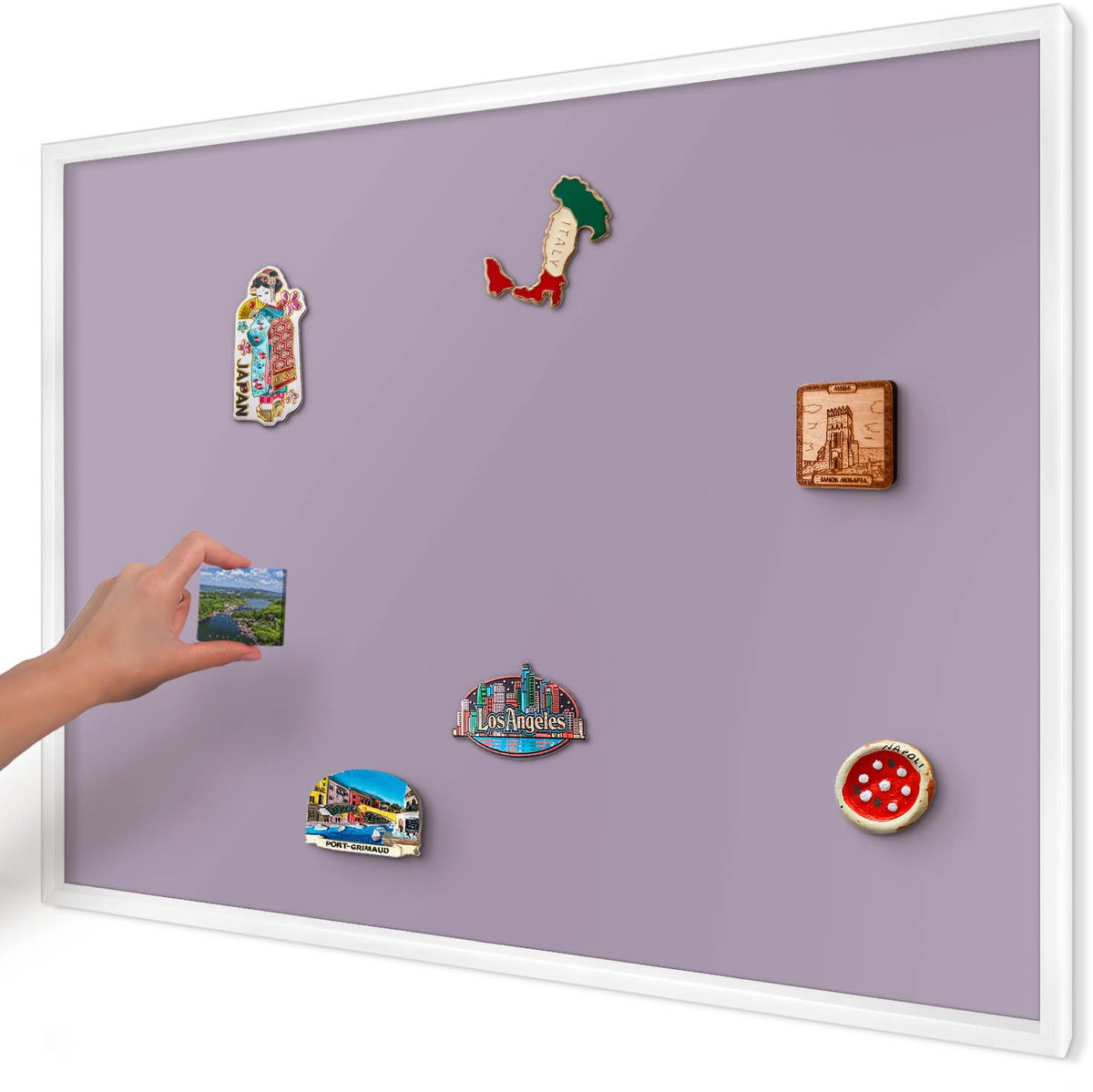 Artprintcave Paars Magneetbord mit Witte Lijst - 100x70 cm - Lila Paars Memobord Keuken - Minimalist Wandbord Magnetisch - Achtergronden En Patronen