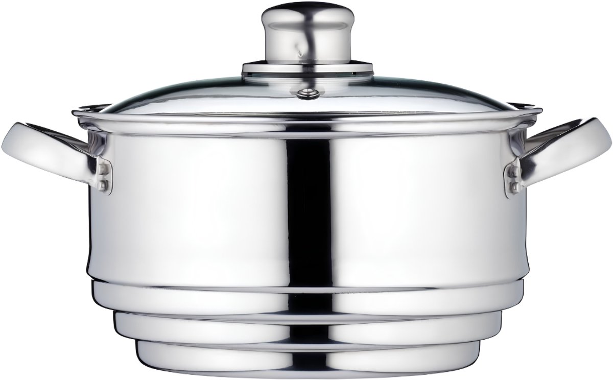JCP® Stoompan - Stoomkoker - Stoompan Inductie - Zilver - 20cm x 20cm x 12cm