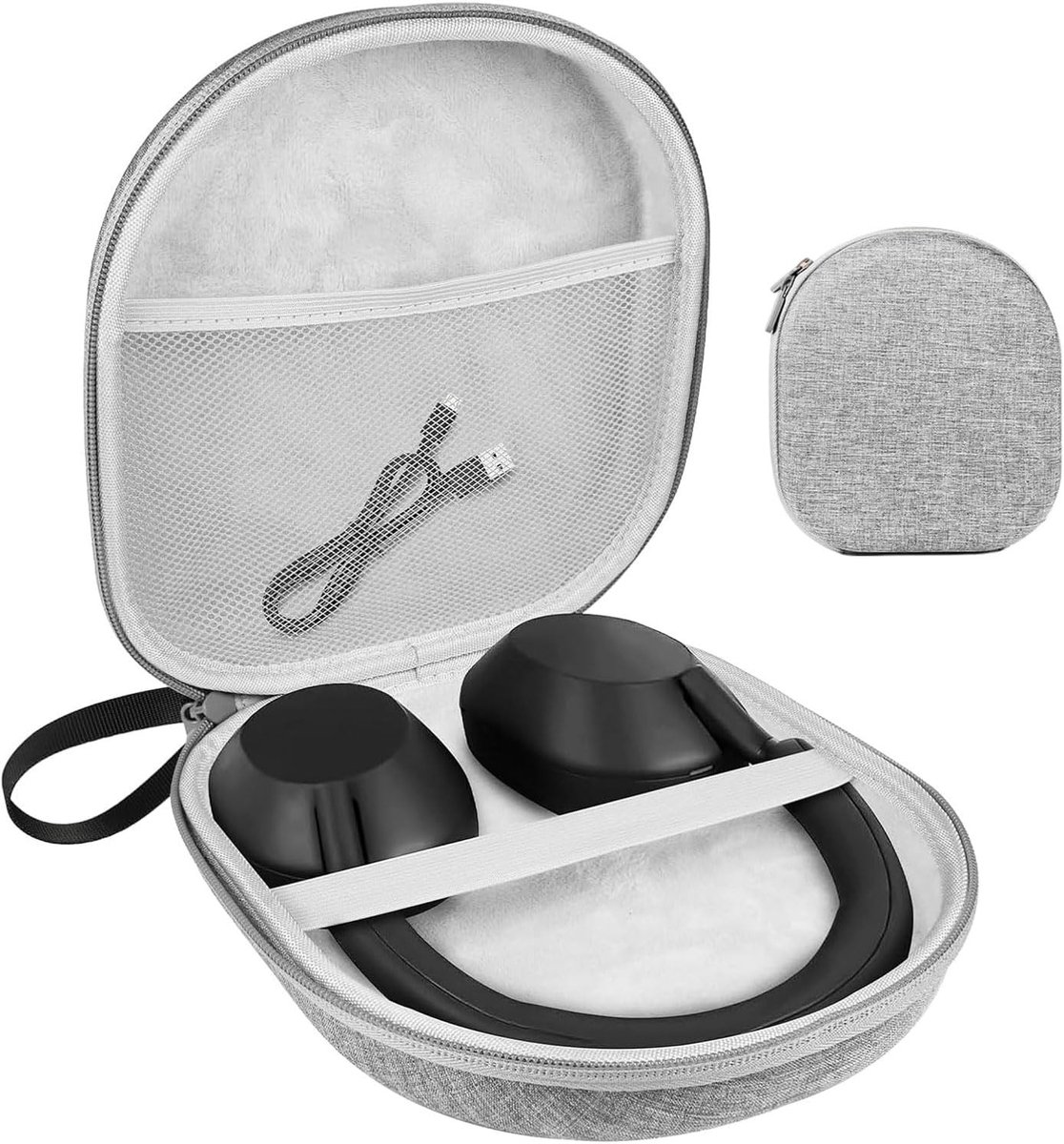 Draagbare Hoofdtelefoon Case voor Draadloze On-Ear en Over-Ear Hoofdtelefoons, Ideaal voor Reizen, Bescherming en Opslag (Grijs)