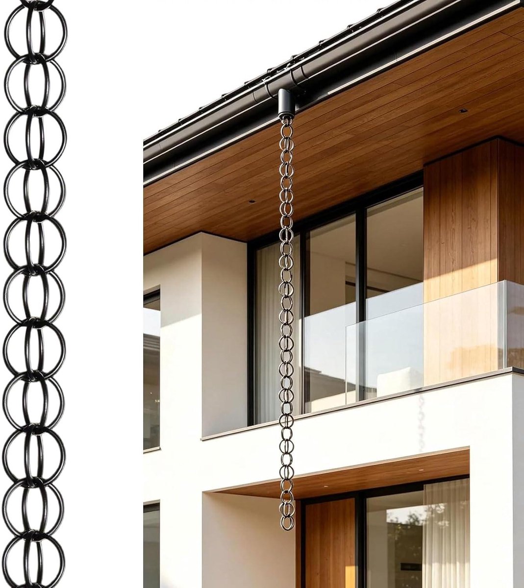 Japanse Regenketting - Regenpijp Ketting - Decoratieve Waterafvoer - Roestbestendig Aluminium - 45 m - Zwart