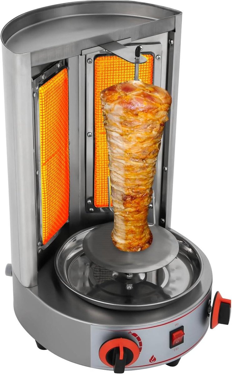 Verticale Grill - Tafelgrill Roterend - Vlees Grillen - 360 Graden Rotatie - 8 kg Capaciteit - Zilver