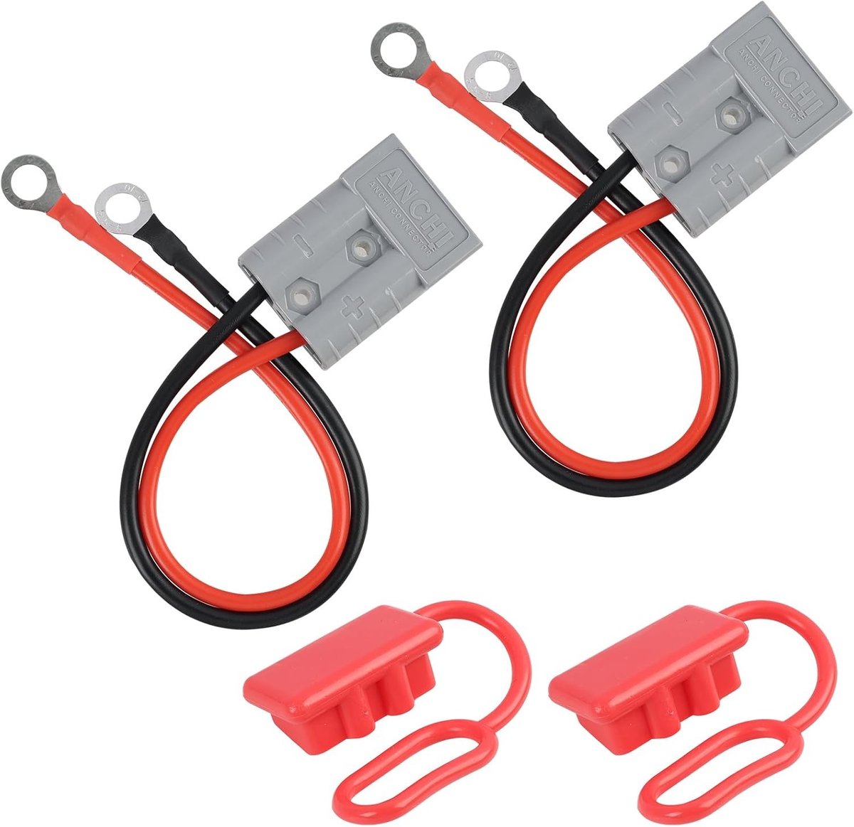 50A 600V Anderson Plugs met 10AWG Kabel van 30cm, Accu Aansluitplug met Beschermkap en Oplaadkabel voor Efficiënte Verbinding