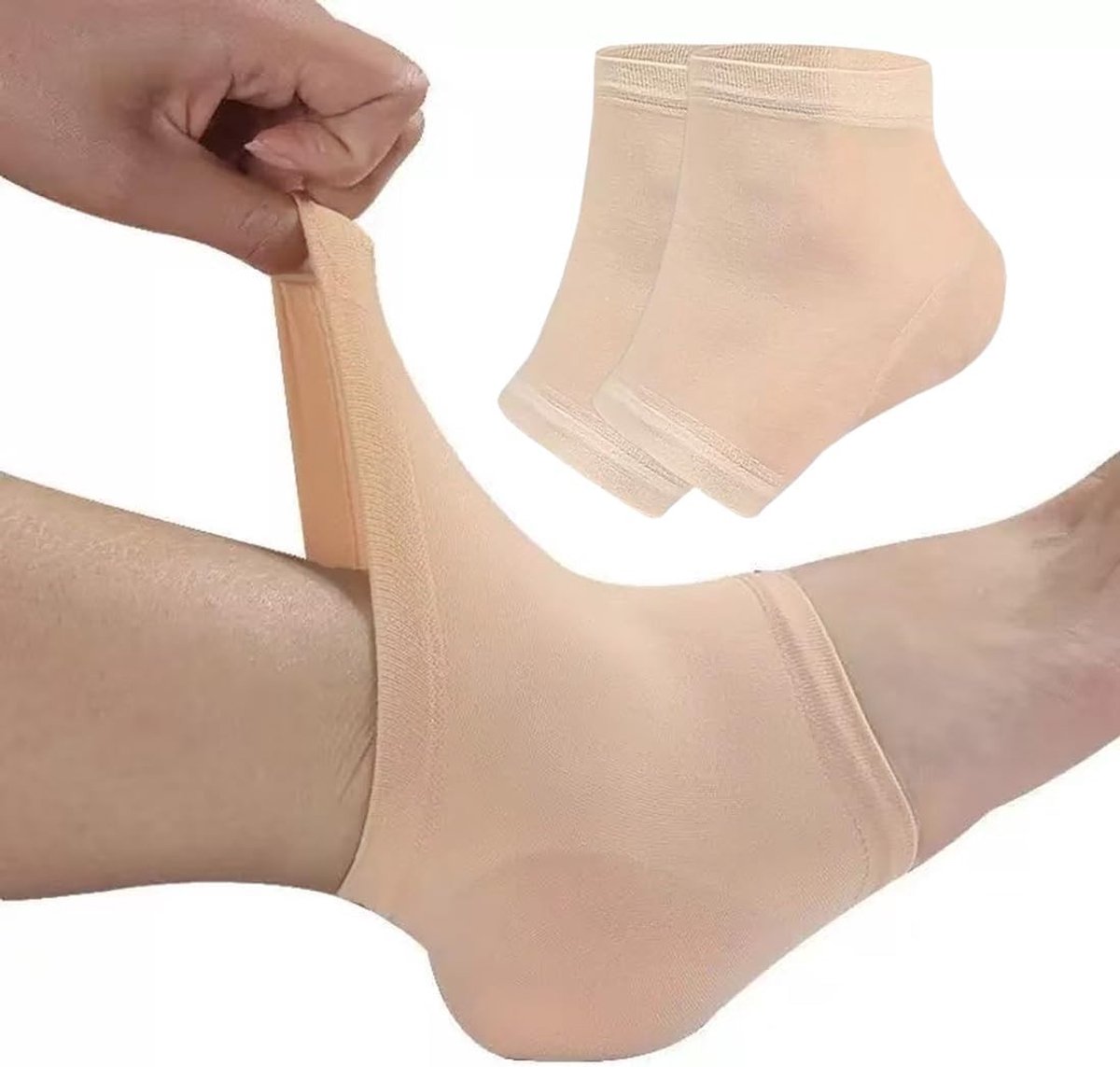 Hielbandage met siliconen hielkussen voor pijnverlichting, bescherming tegen scheuren en comfort voor dames en heren