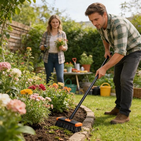 Onkruidborstel Set - Tuinreiniger Grasverwijderaar - Buitenruimte Onderhouden - Dubbele Metalen Borstelkoppen - 117.5 cm - Niet gespecificeerd van Merkloos	 — afbeelding 2
